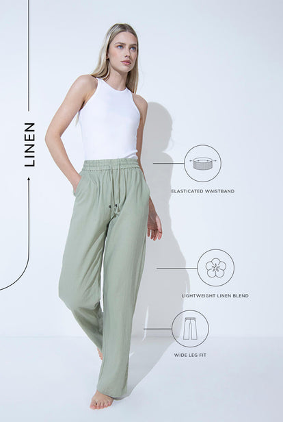 Everyday Linen Trousers - Sage Green