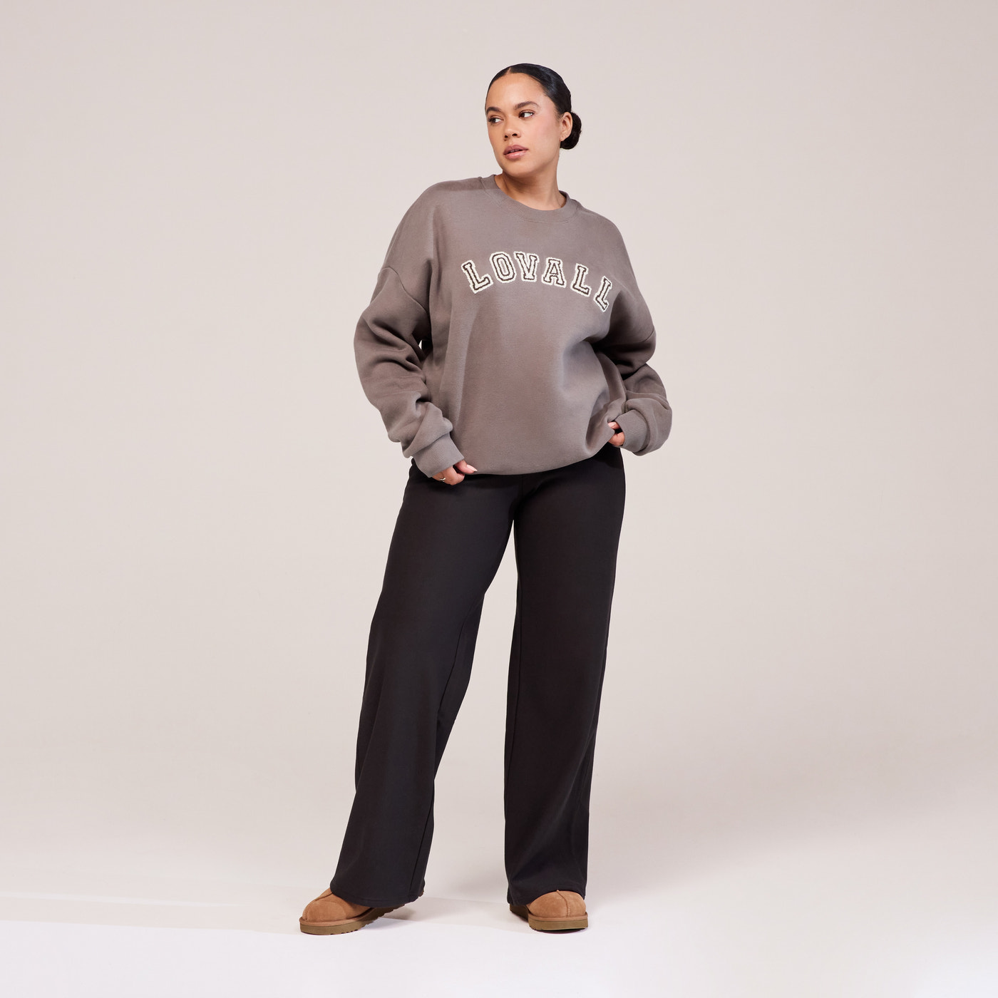 Curve Winter Wide Leg Trousers - Black Coffee