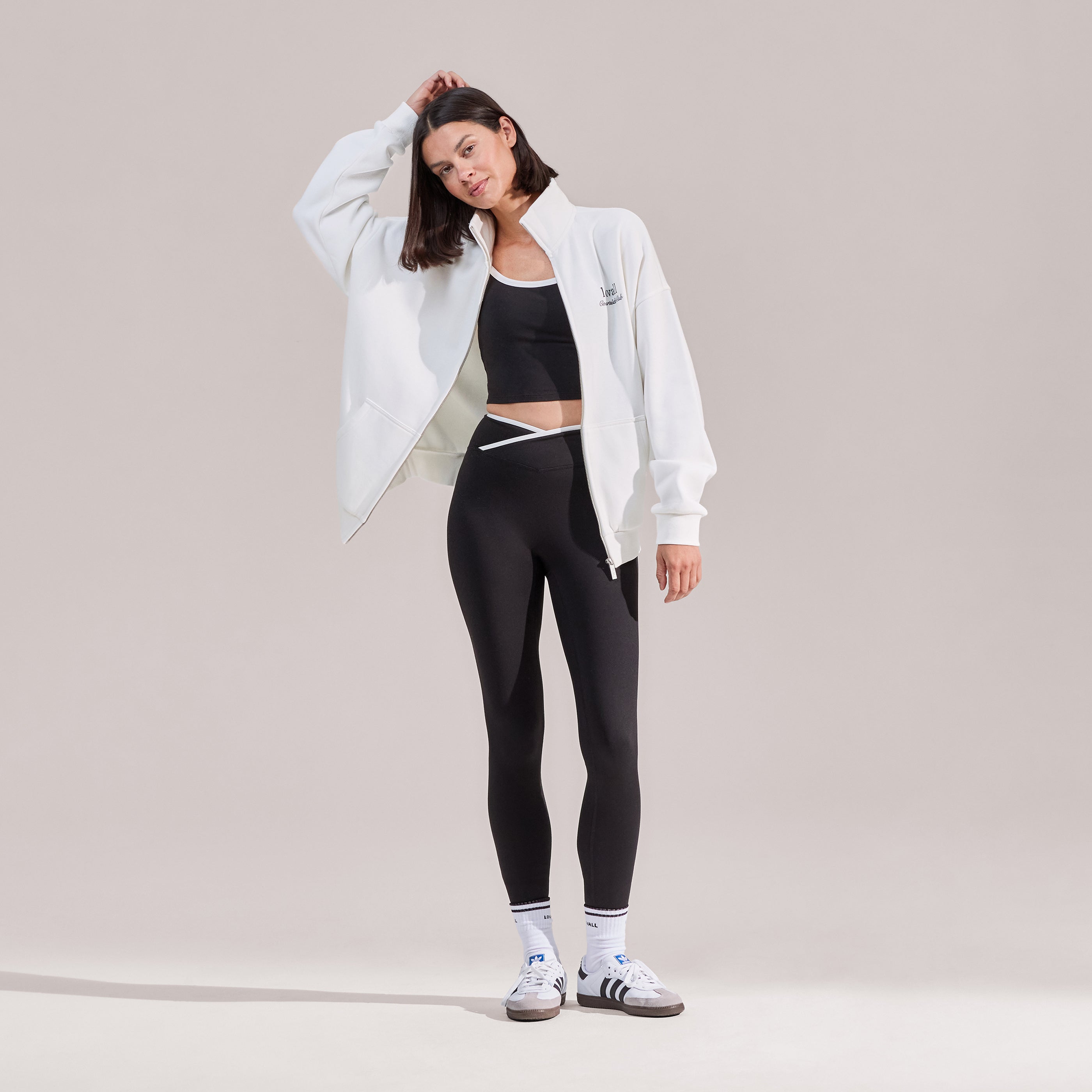 Organic Funnel Neck Zip Through Off White