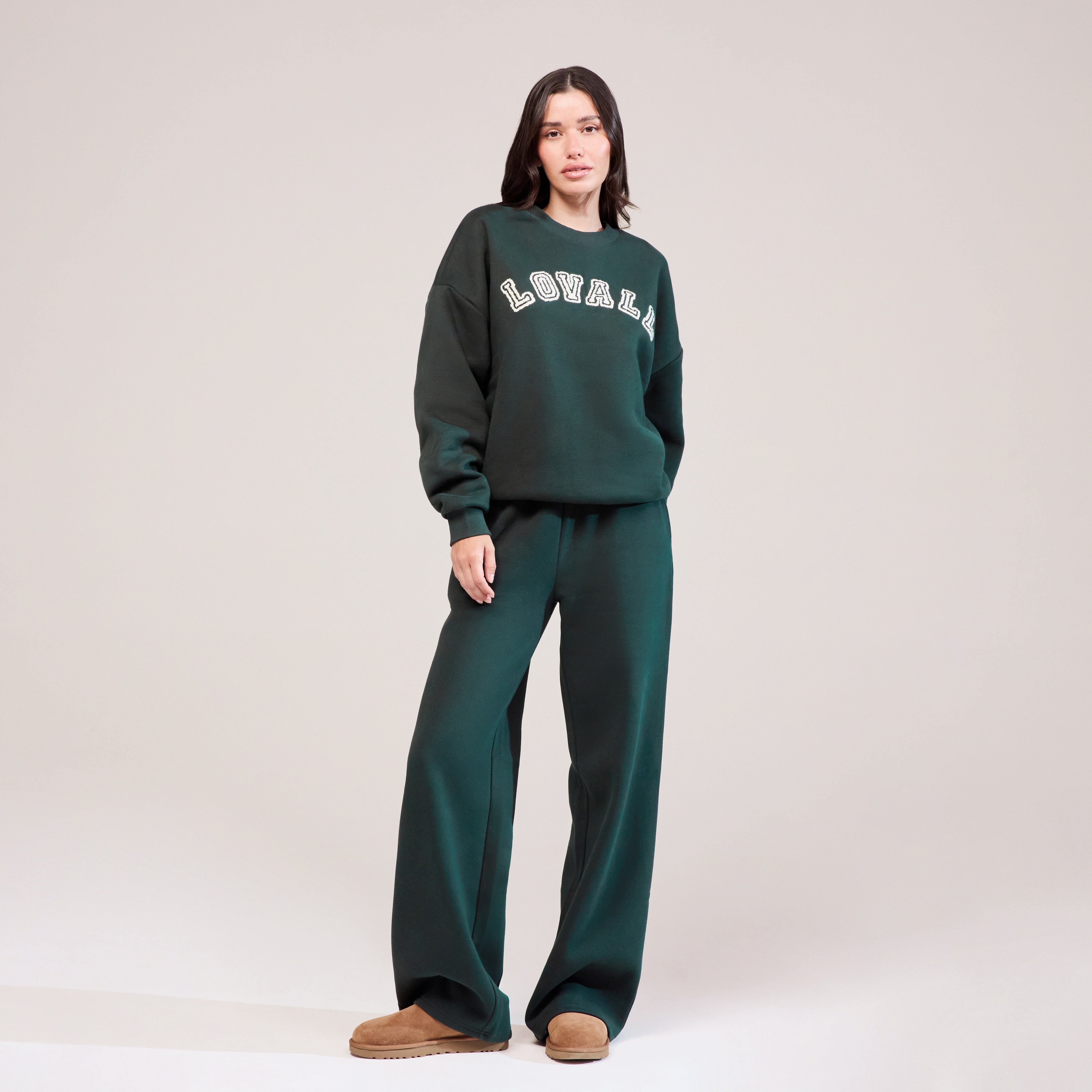 Organic Wide Leg Jogger - Pine