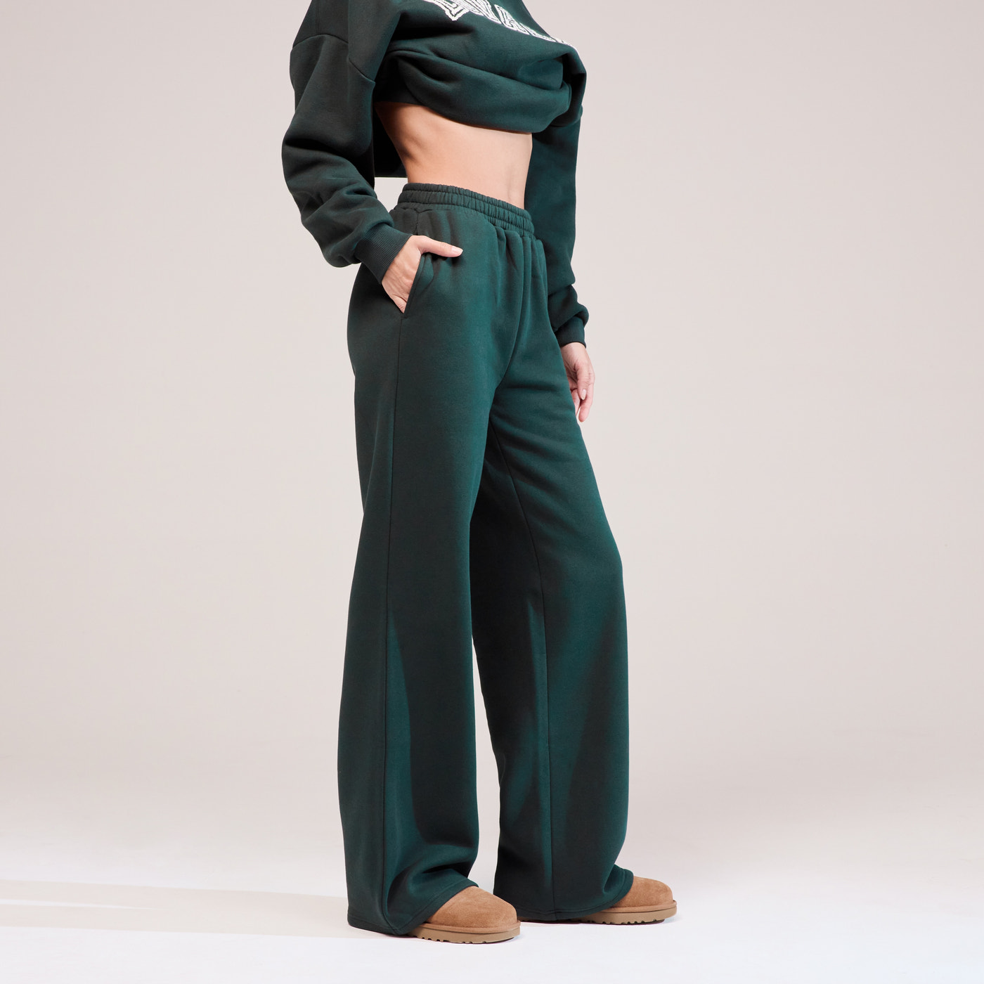 Organic Wide Leg Jogger - Pine