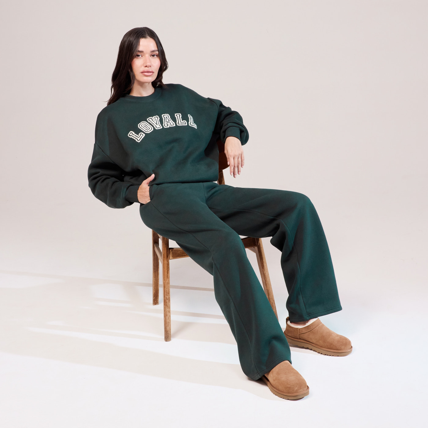 Organic Wide Leg Jogger - Pine
