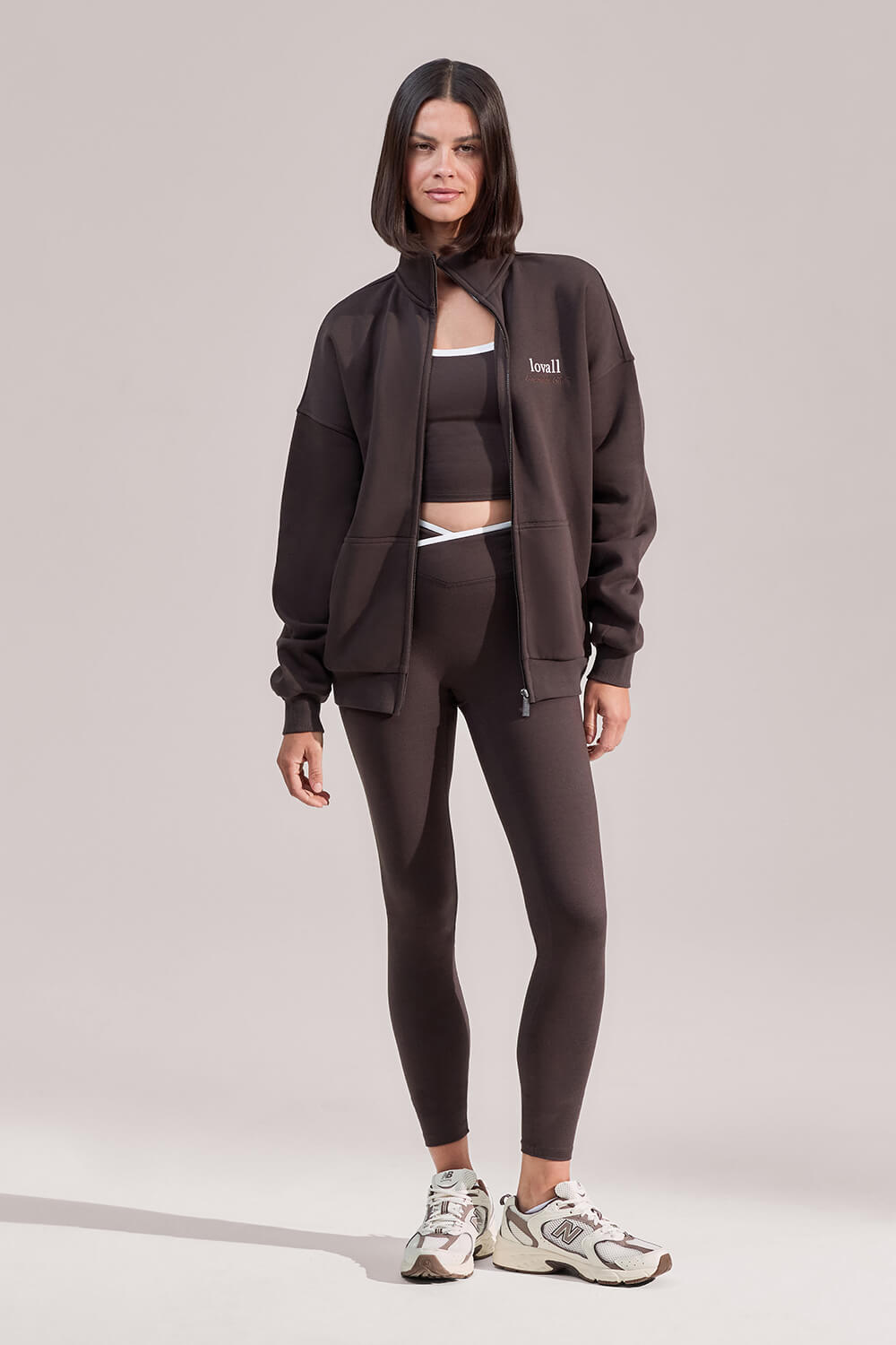 Organic Funnel Neck Zip Through Coffee
