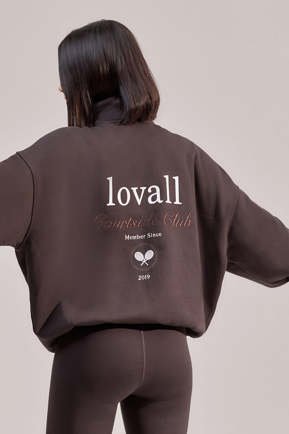 Organic Funnel Neck Zip Through - Black Coffee