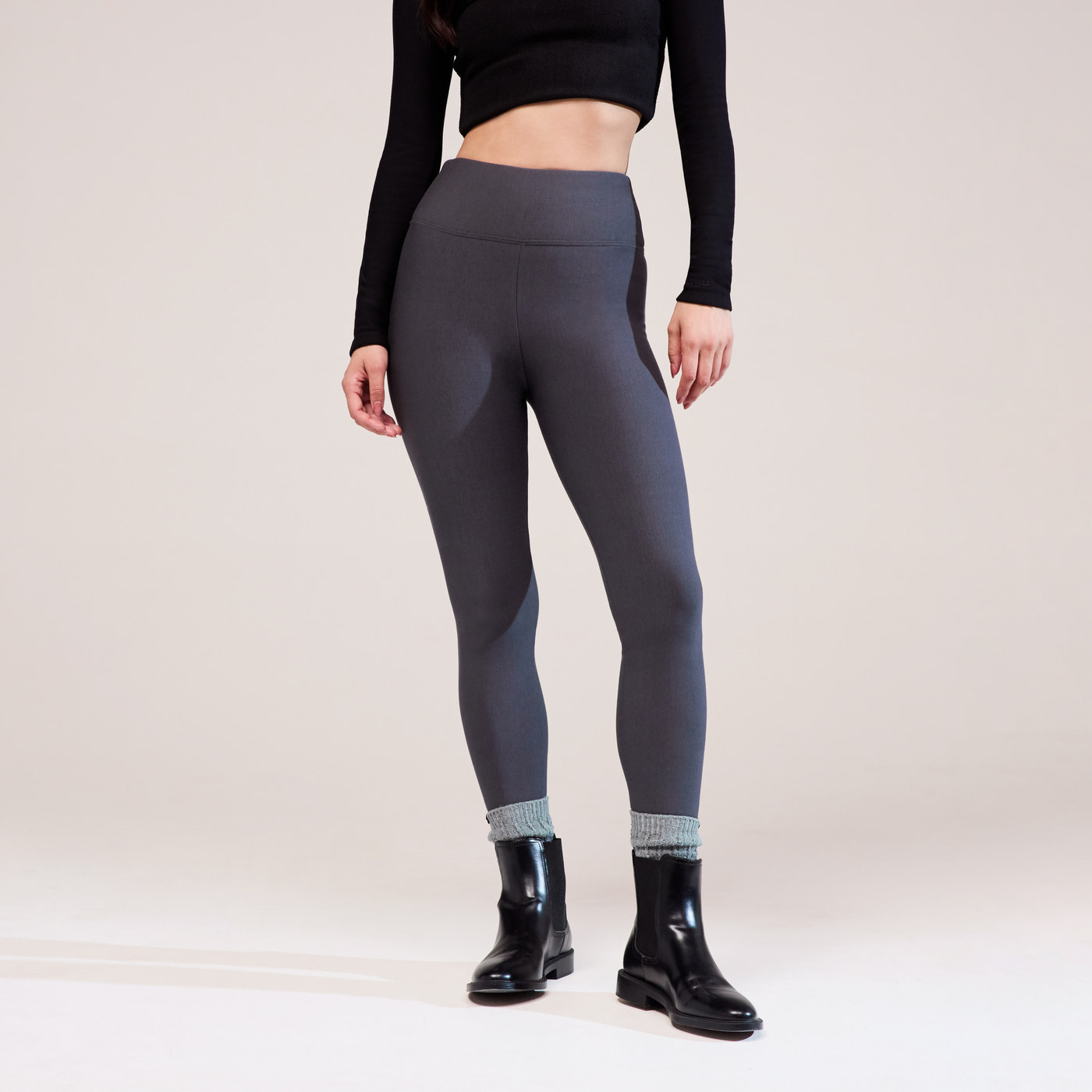 Winter Everyday High Waisted Leggings - Dark Grey