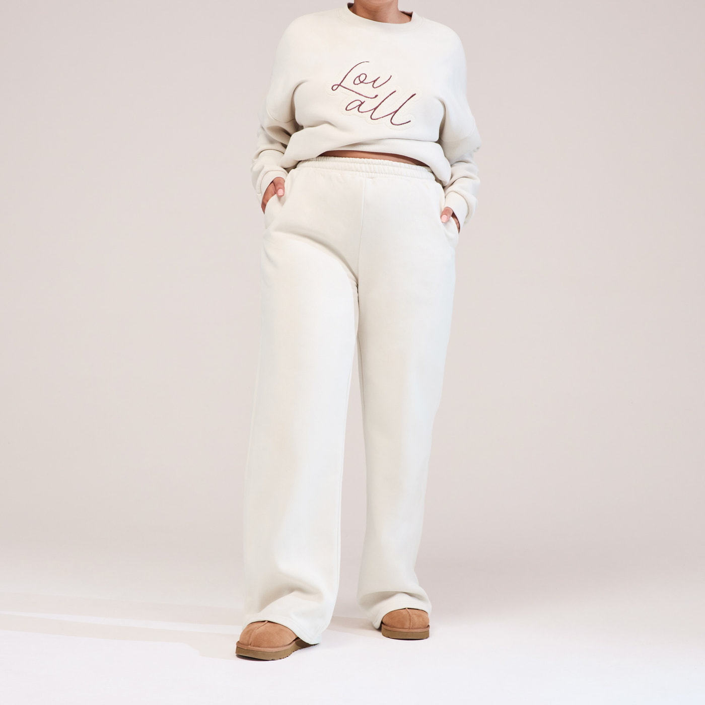 Curve Organic Wide Leg Jogger - Ecru