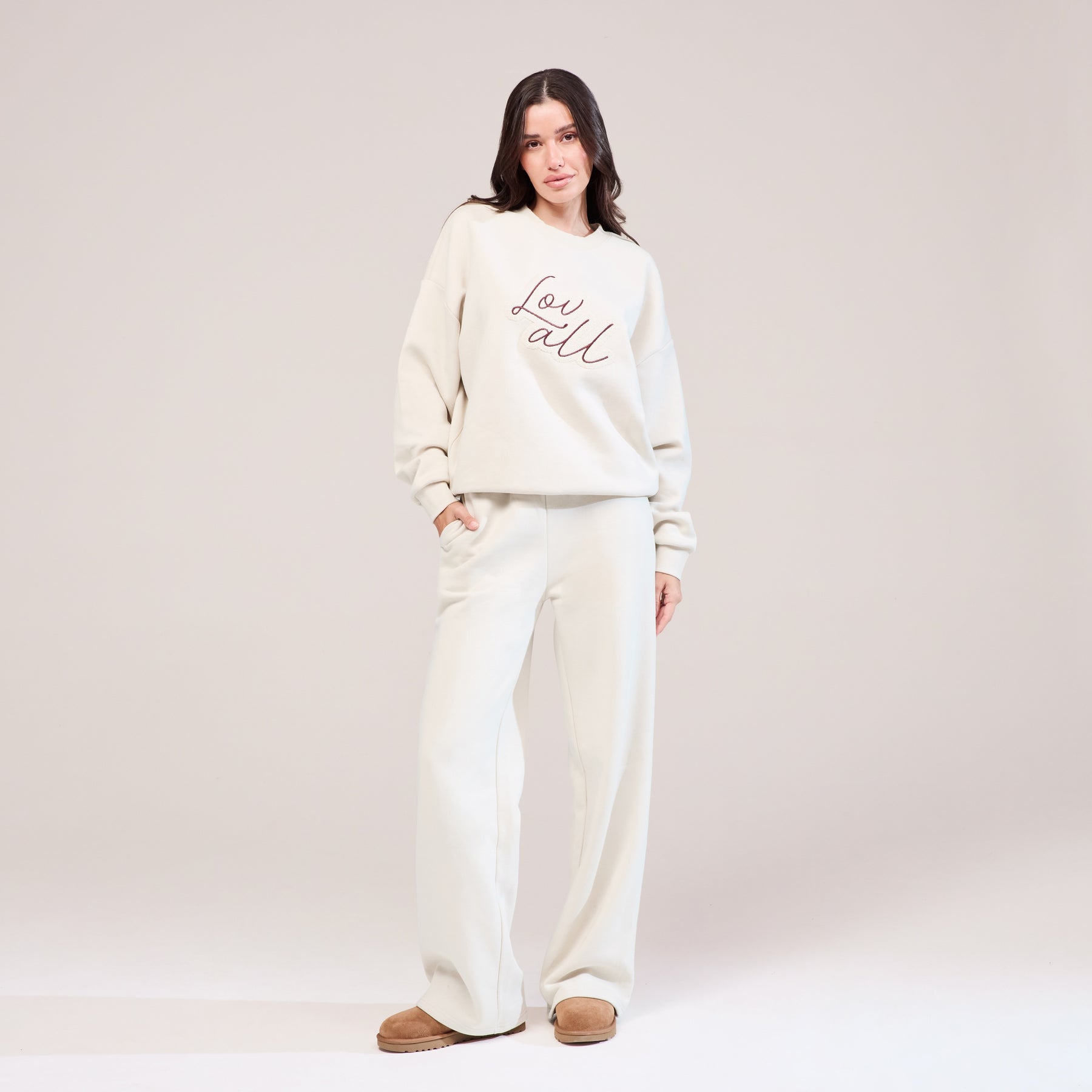 Organic Wide Leg Jogger - Ecru