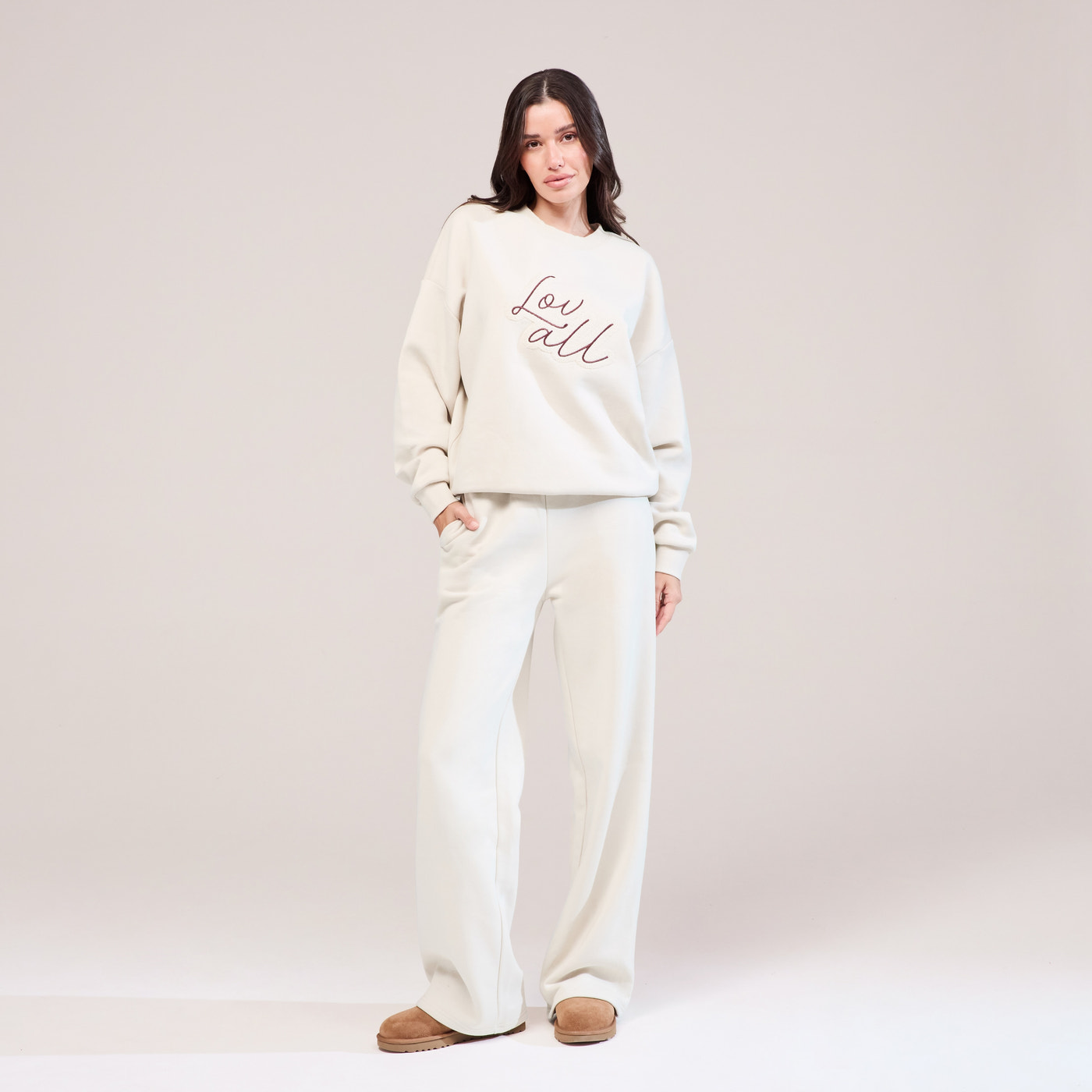 Organic Wide Leg Jogger - Ecru