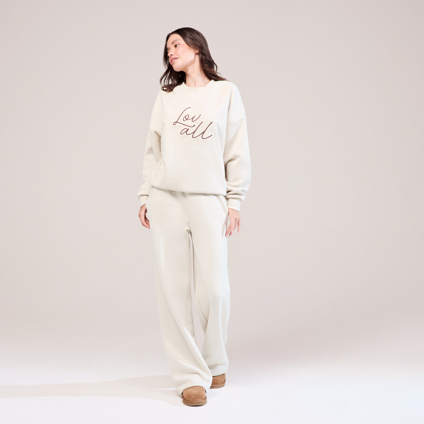 Organic Wide Leg Jogger - Ecru