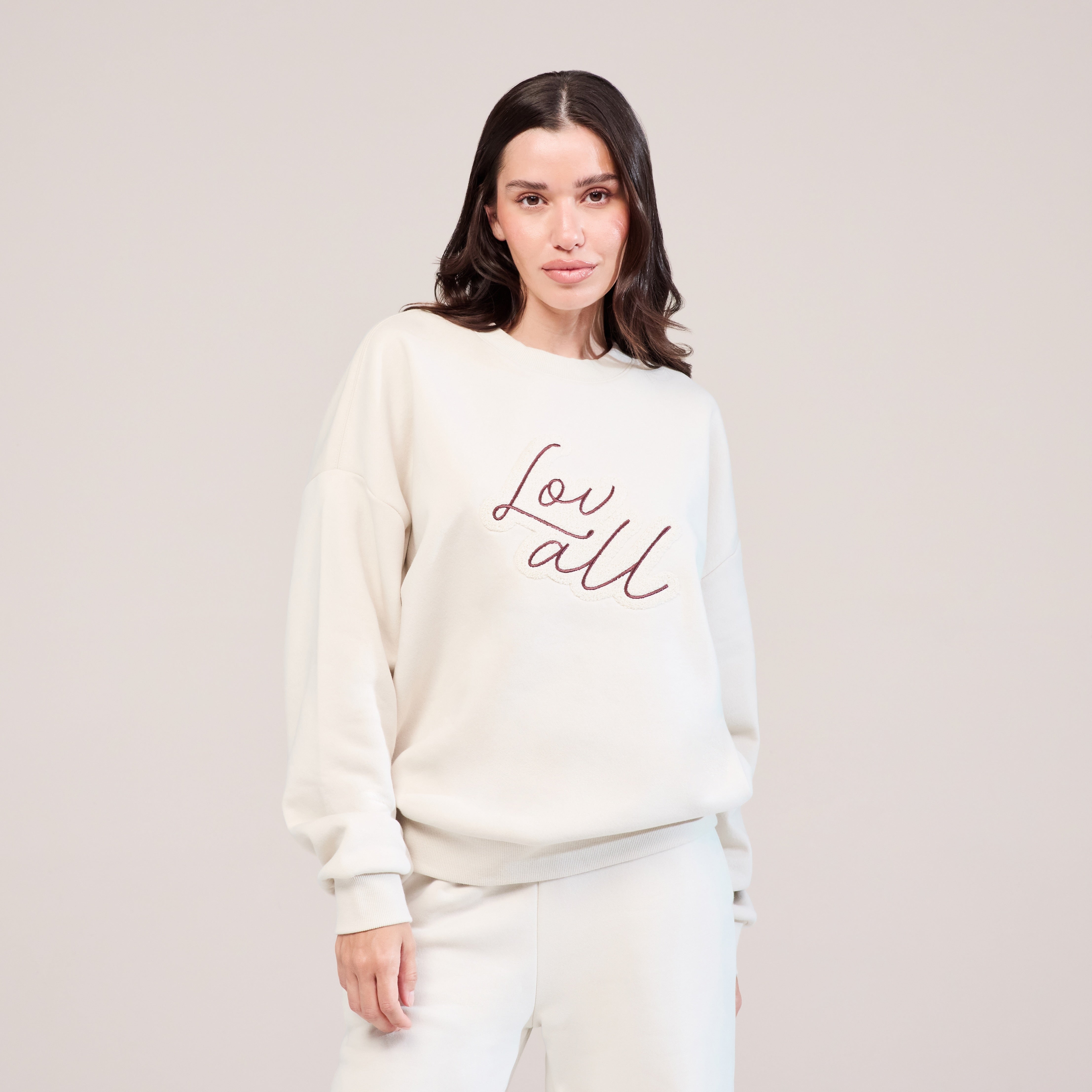 Organic Oversized Sweatshirt Lovall Script - Ecru