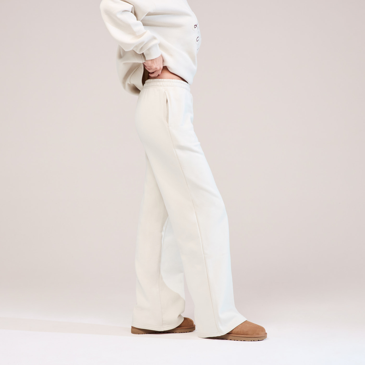 Organic Wide Leg Jogger - Ecru