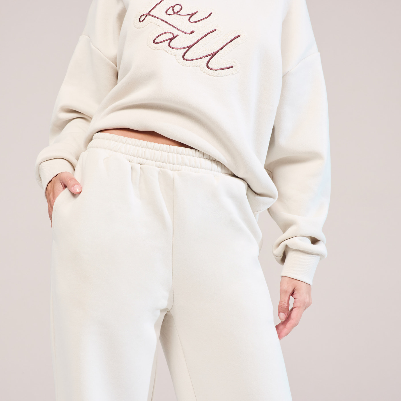 Organic Wide Leg Jogger - Ecru