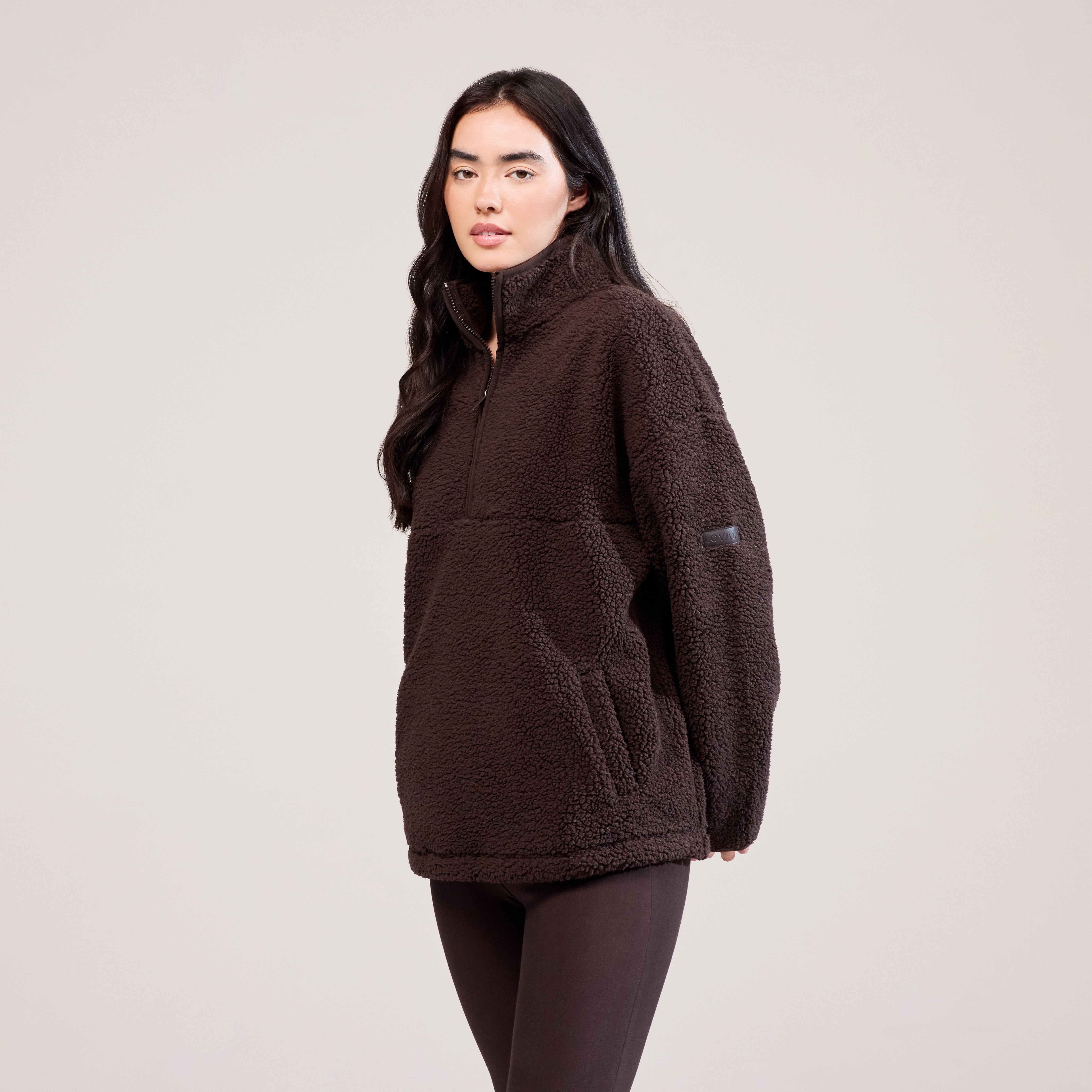 Borg 1/4 Zip Fleece - Espresso Brown