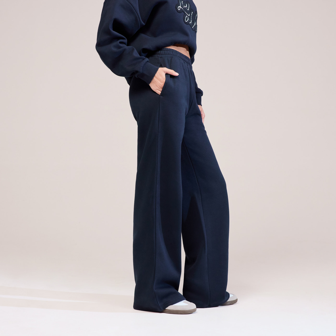 Organic Wide Leg Jogger - Vintage Navy