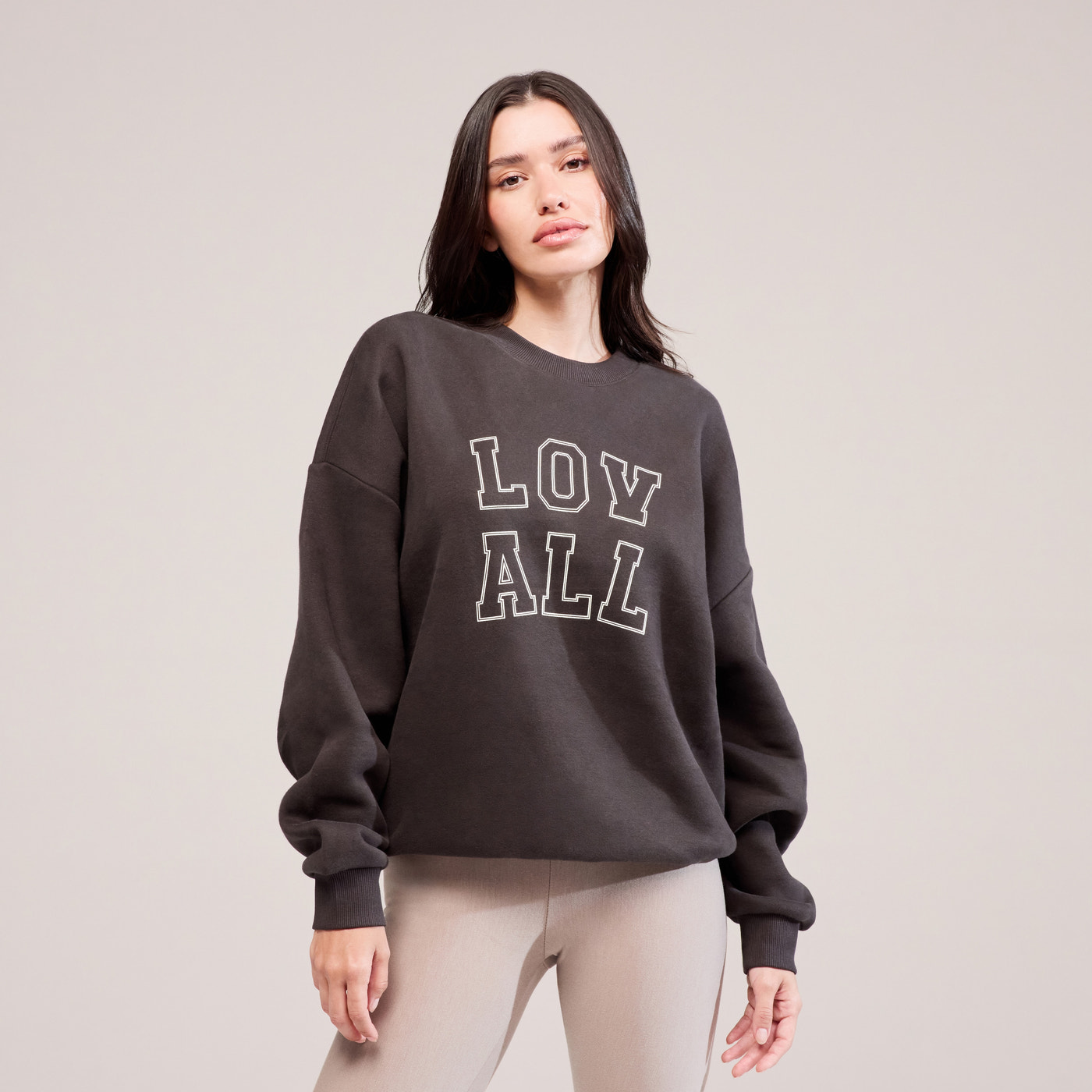 Heavyweight Oversized Sweatshirt Varsity - Black Coffee