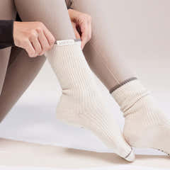 Knitted Rib Socks 2 Pack - Beige/Mocha