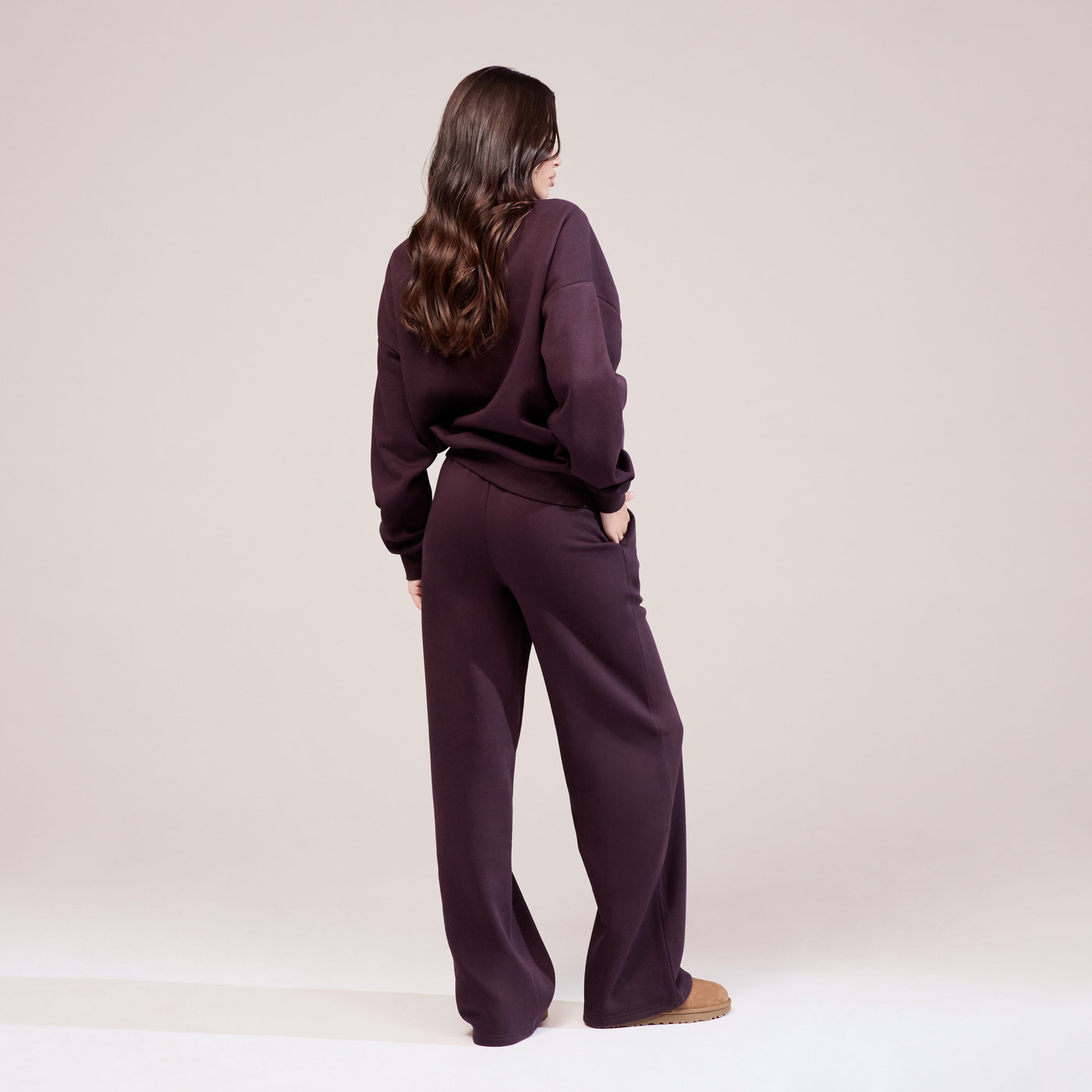 Organic Wide Leg Jogger - Wine