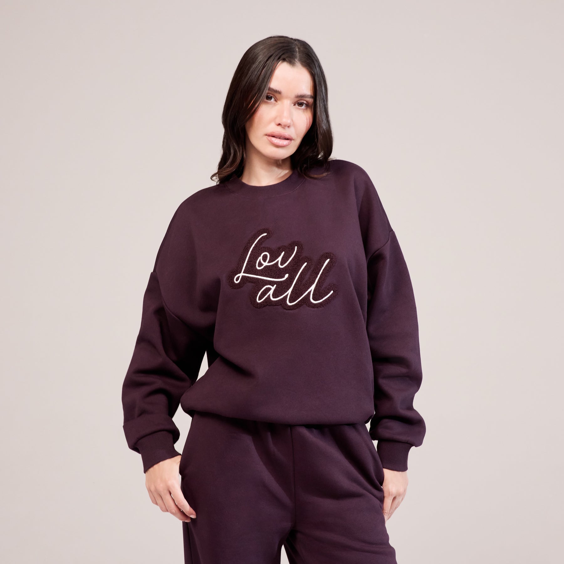 Organic Oversized Sweatshirt Lovall Script - Wine