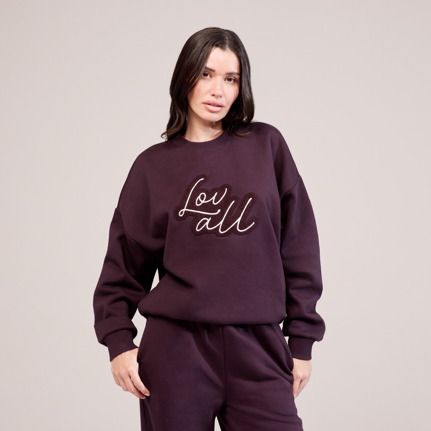 Organic Oversized Sweatshirt Lovall Script - Wine