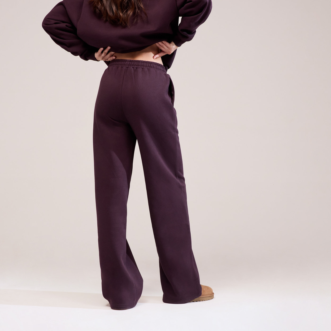 Organic Wide Leg Jogger - Wine
