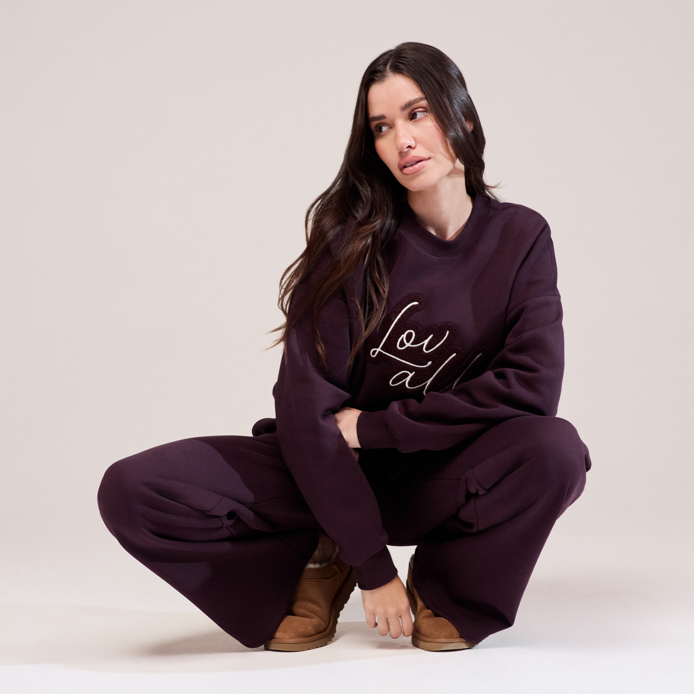 Organic Oversized Sweatshirt Lovall Script - Wine