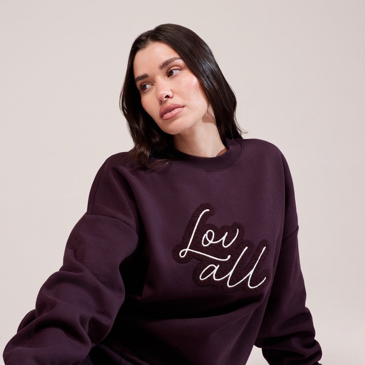 Organic Oversized Sweatshirt Lovall Script - Wine