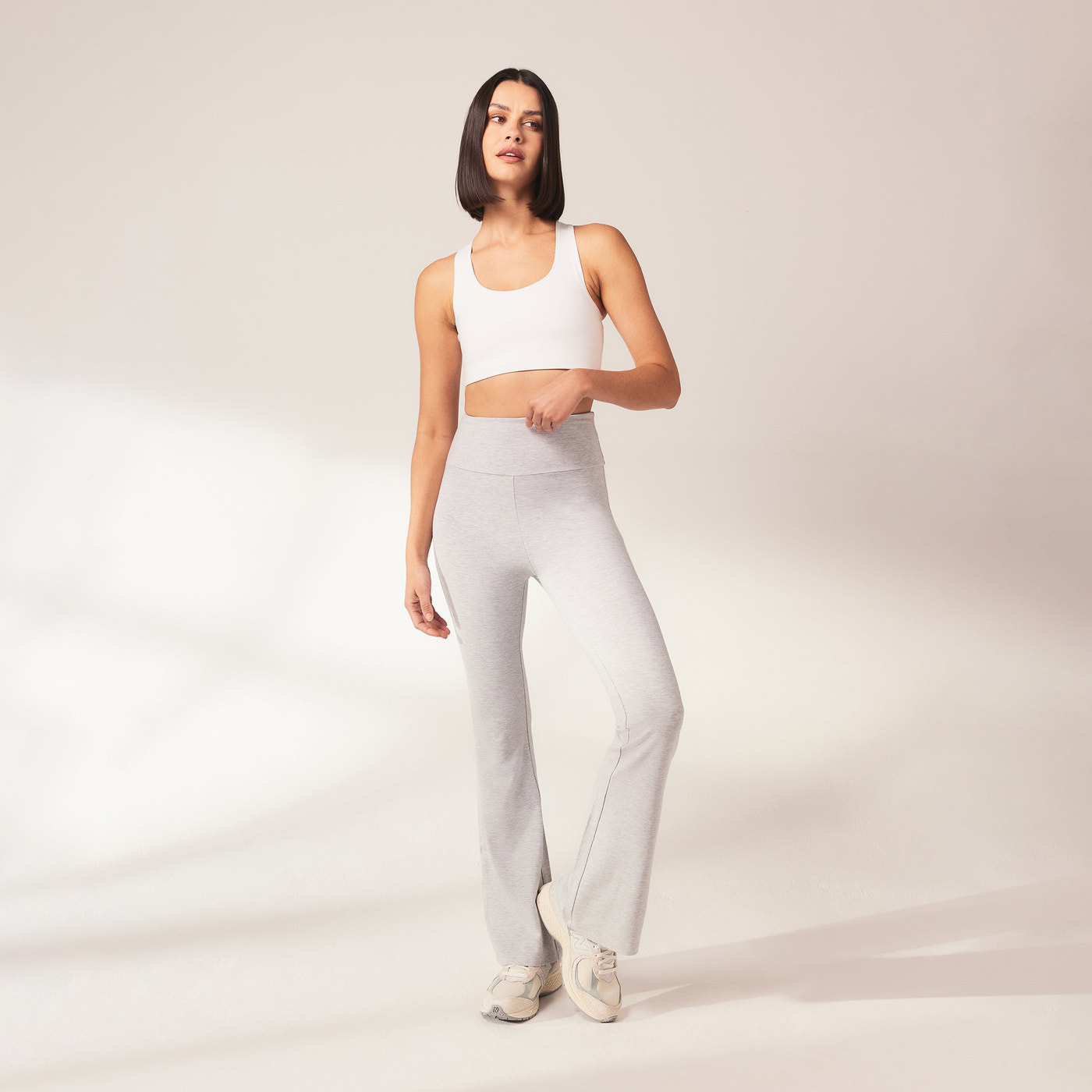 Lightweight Flare Leggings - Light Grey Marl