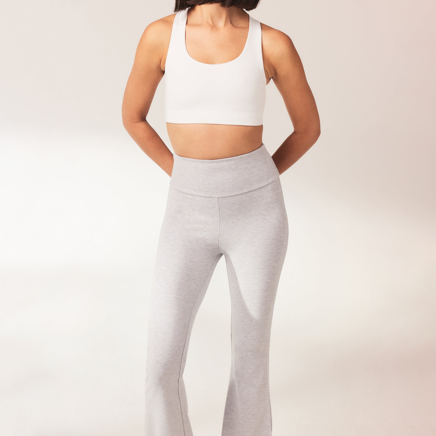 Lightweight Flare Leggings Light Grey Marl LOVALL