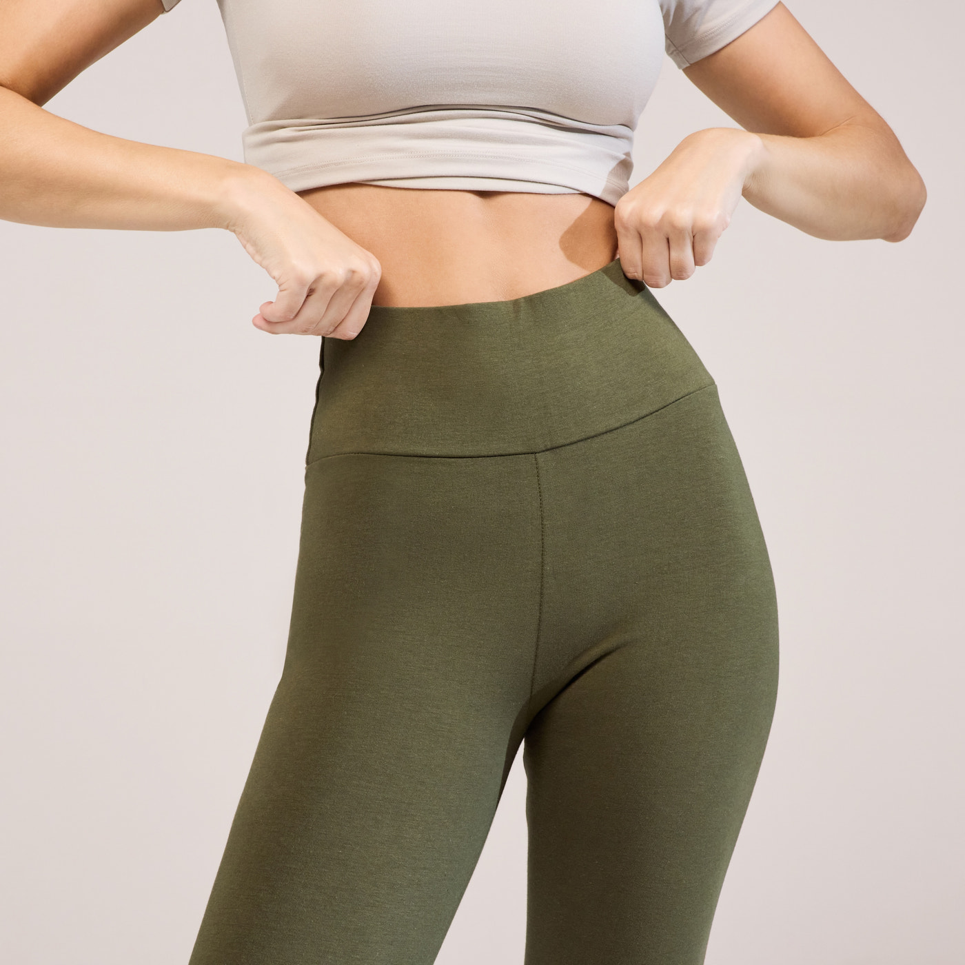 Everyday High Waisted Leggings - Khaki Green