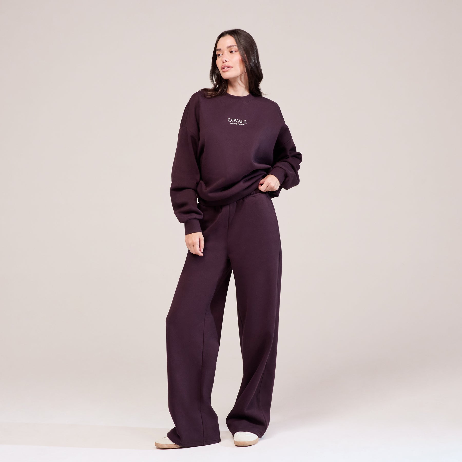 Organic Wide Leg Jogger - Wine