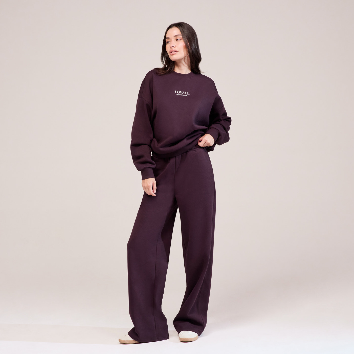 Organic Wide Leg Jogger - Wine