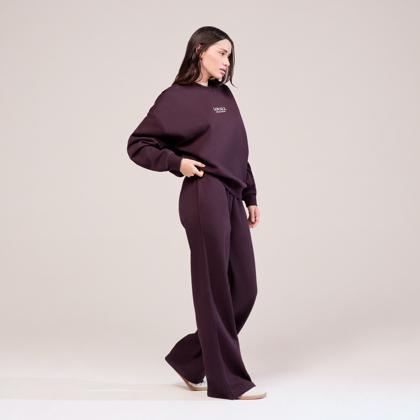 Organic Wide Leg Jogger - Wine
