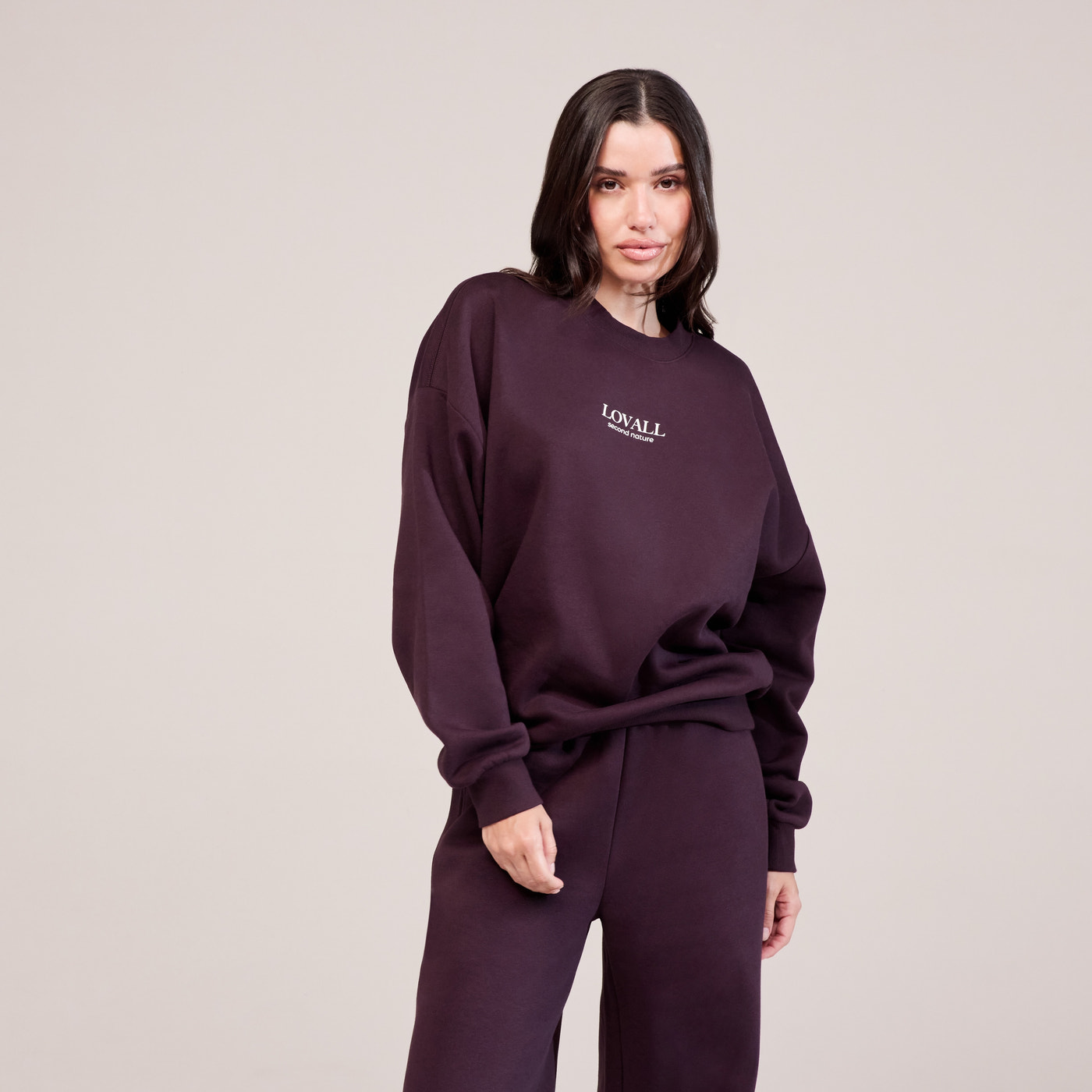 Organic Oversized Sweatshirt Second Nature - Wine