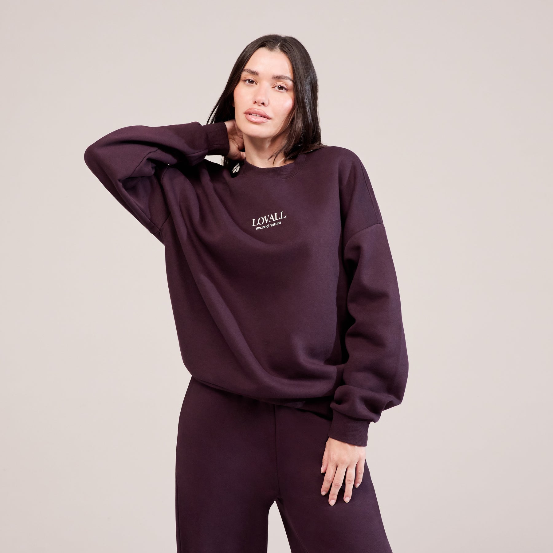 Organic Oversized Sweatshirt Second Nature - Wine