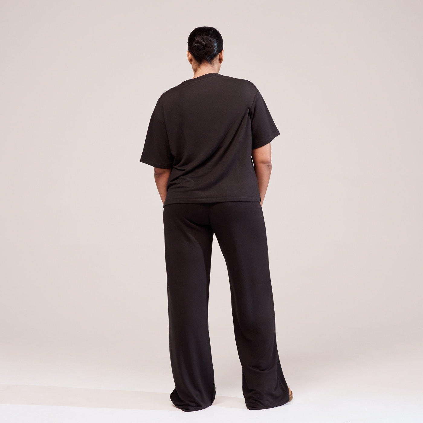 Curve Soft Touch Wide Leg Lounge Set - Black Coffee