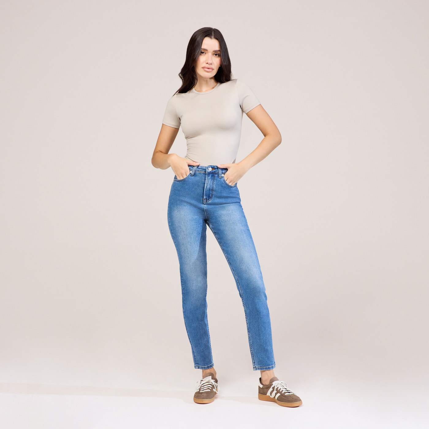 Slim Fit Mom Jeans - Mid Blue