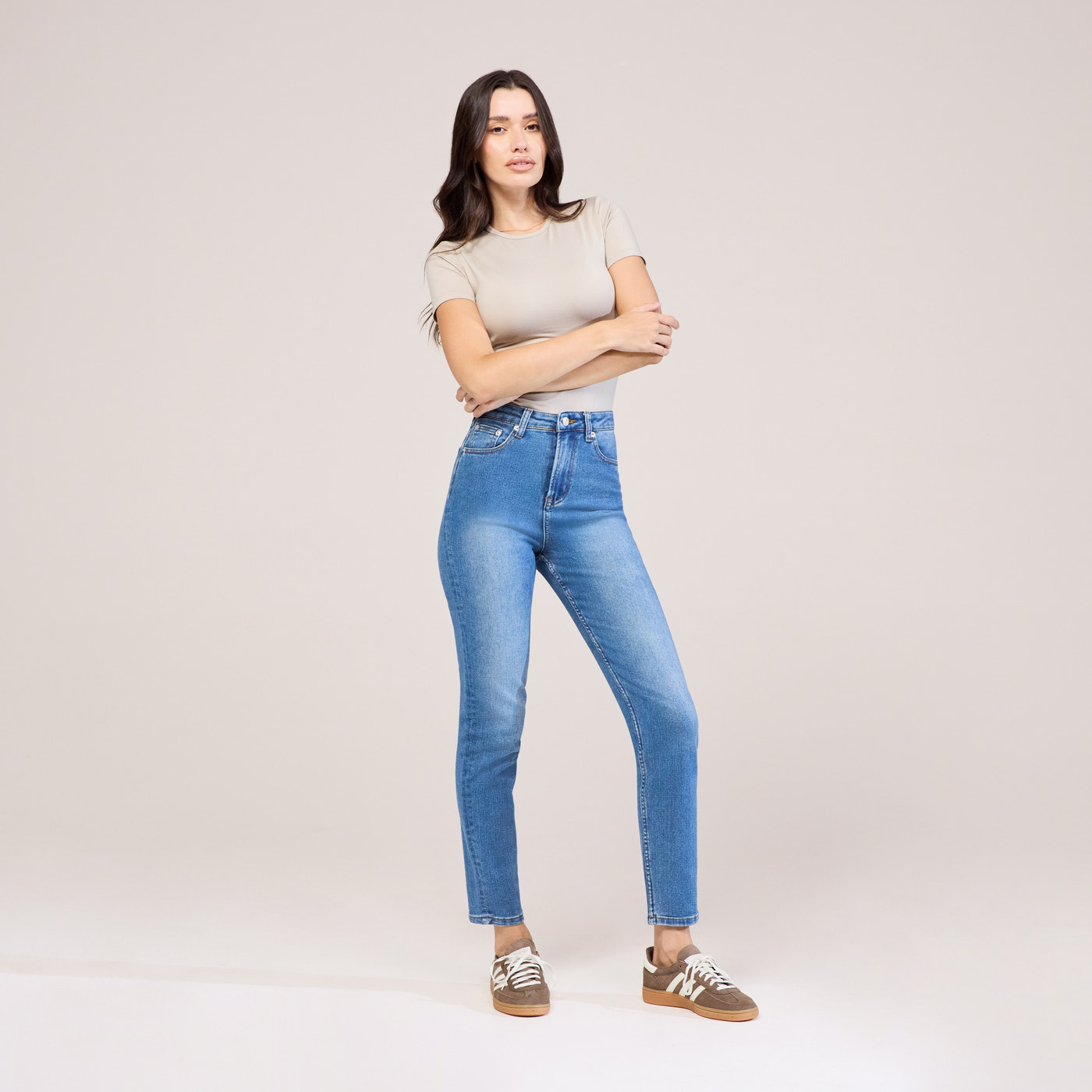 Slim Fit Mom Jeans - Mid Blue