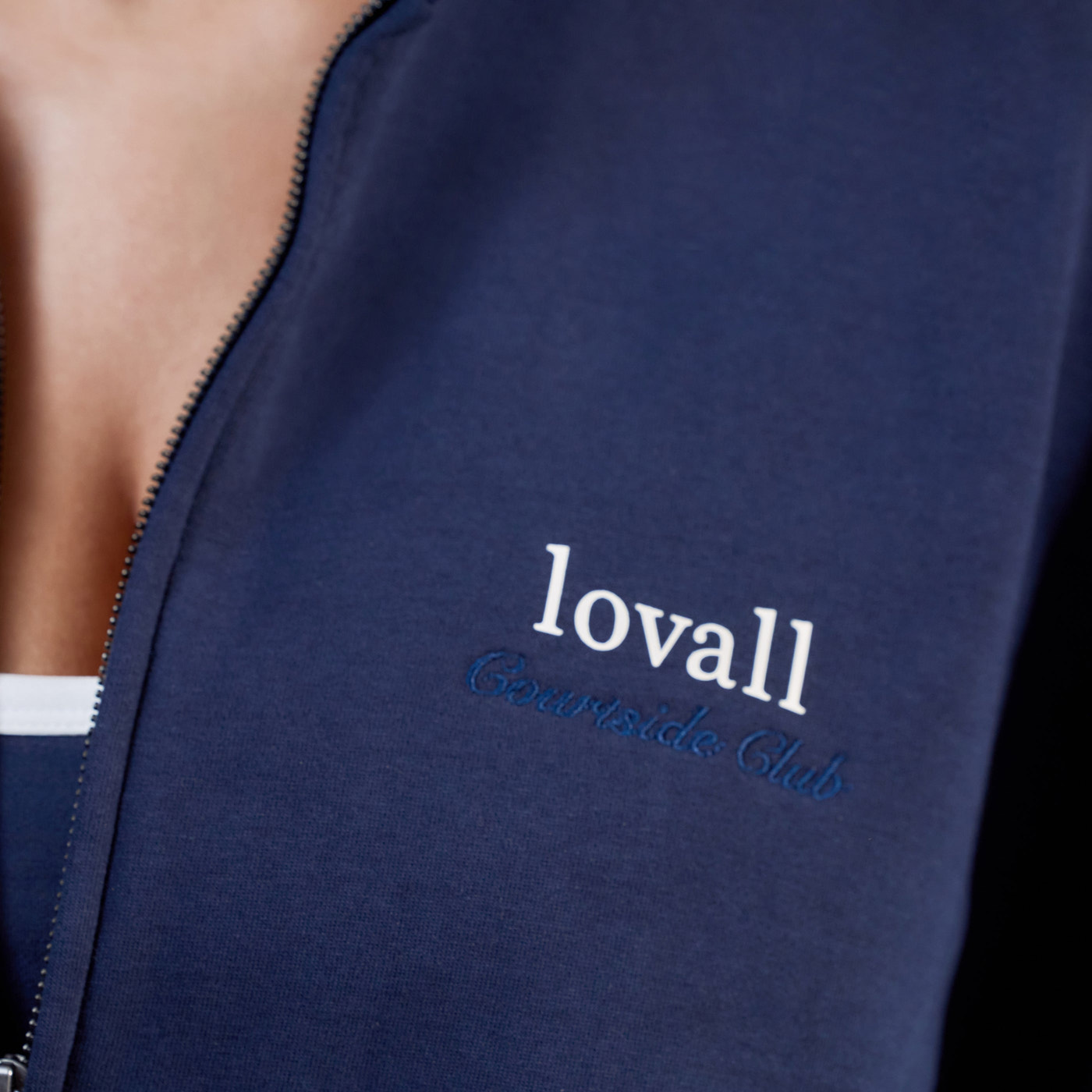 Organic Funnel Neck Zip Through - Navy