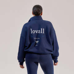 Organic Funnel Neck Zip Through - Navy
