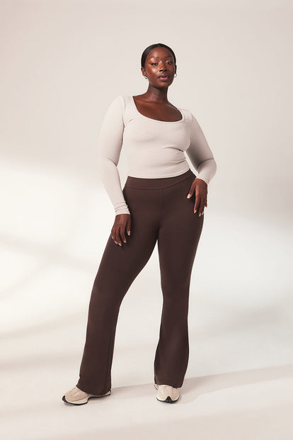 Curve lightweight Flare Leggings - Espresso Brown