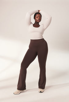 Curve lightweight Flare Leggings - Espresso Brown