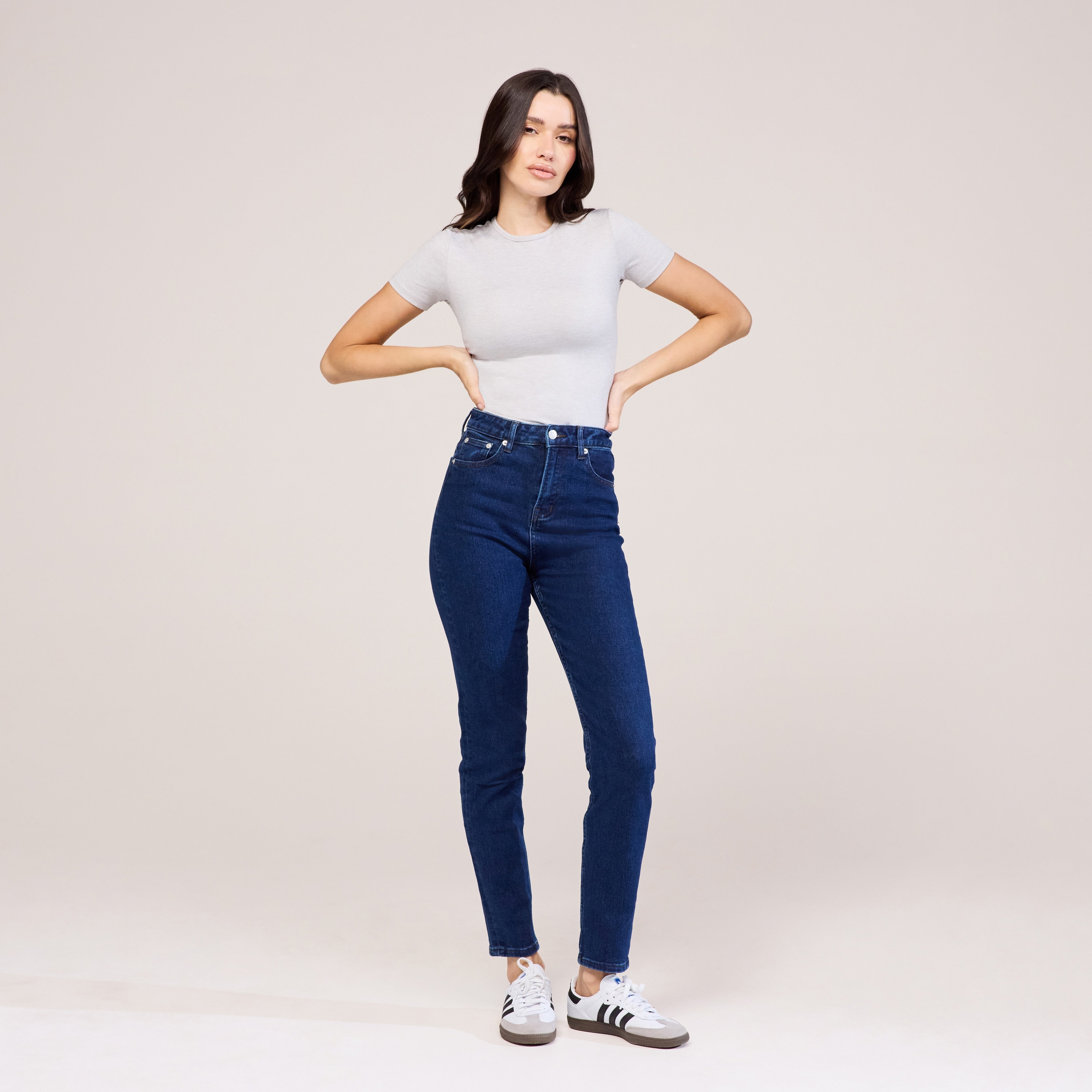 Slim Fit Mom Jeans Dark Blue