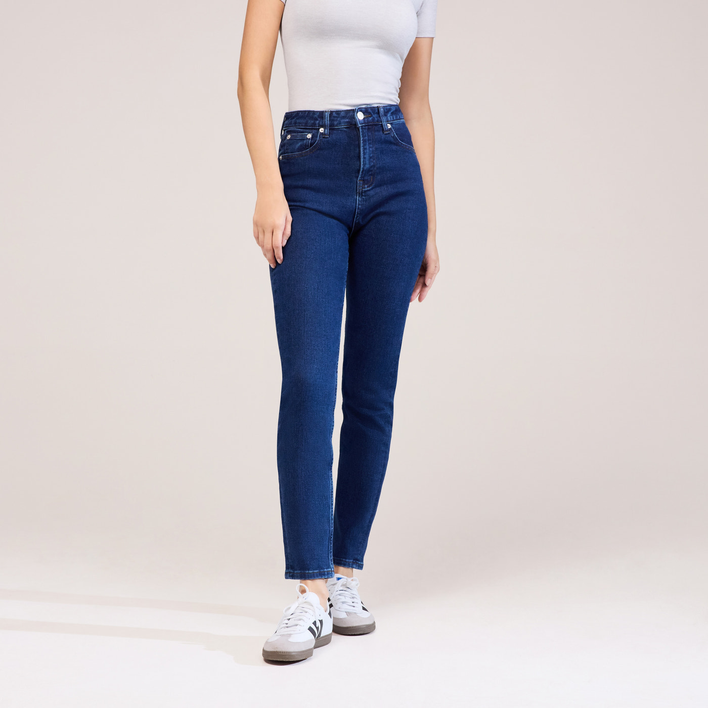 Slim Fit Mom Jeans - Dark Blue