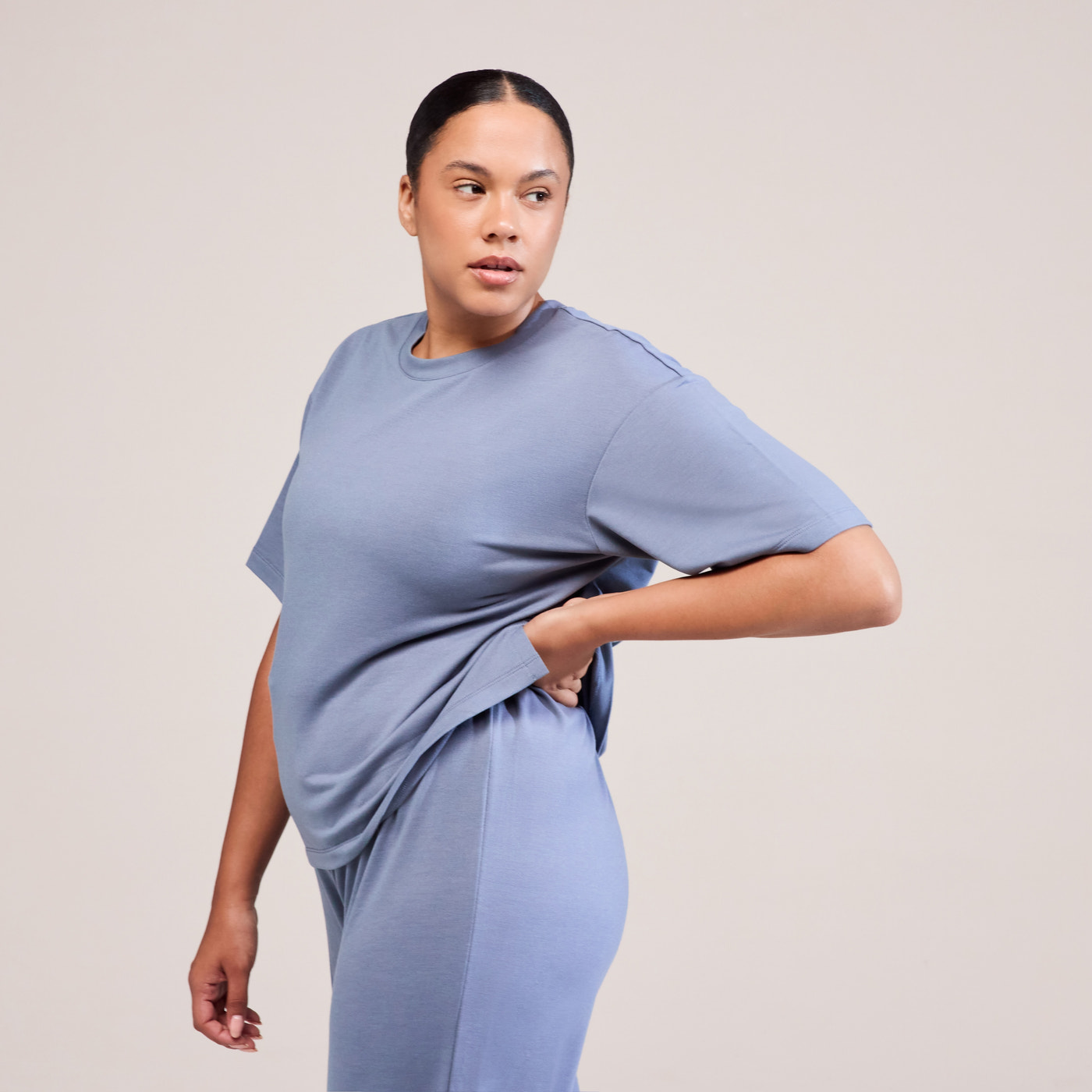 Curve Soft Touch Wide Leg Lounge Set - Ice Blue