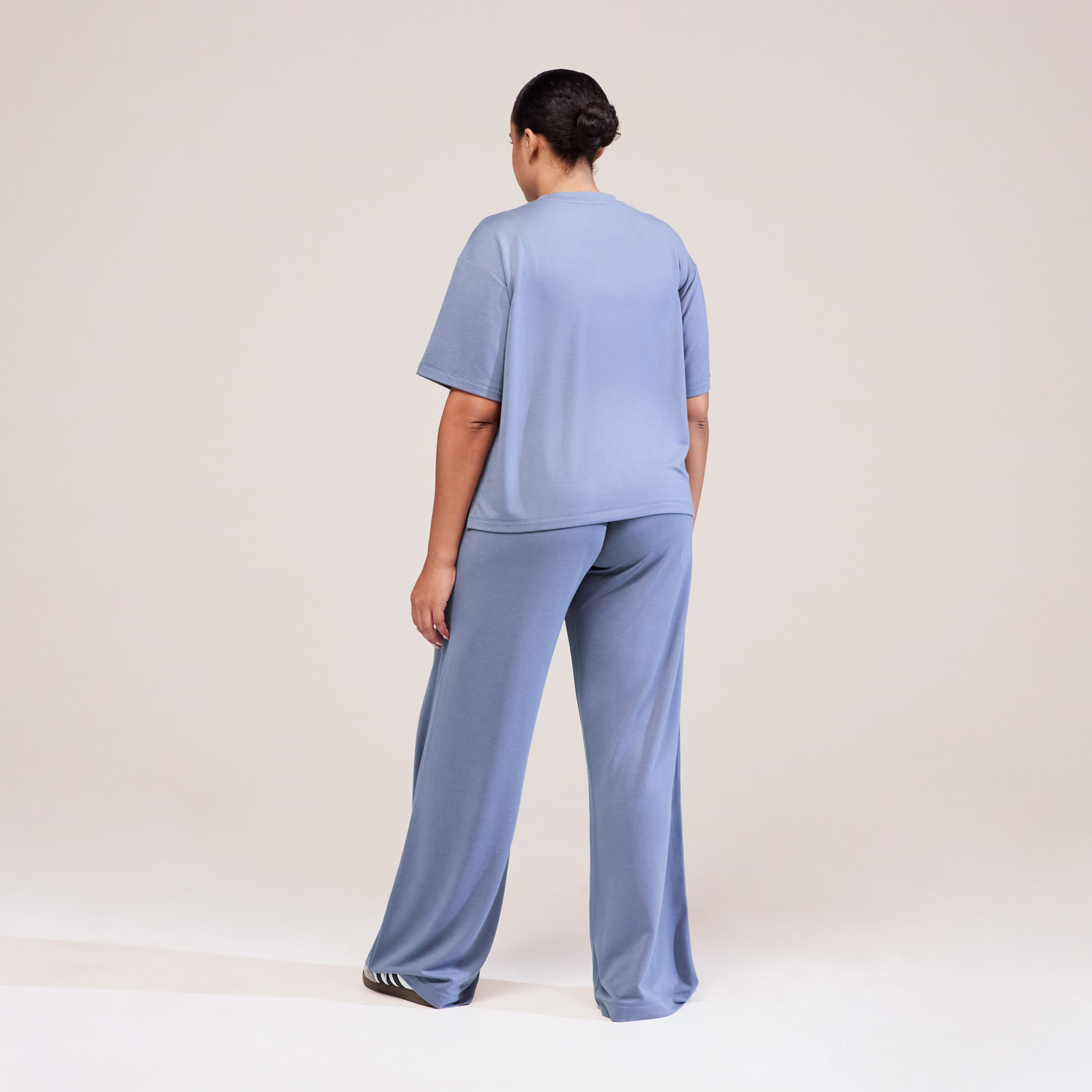 Curve Soft Touch Wide Leg Lounge Set - Ice Blue