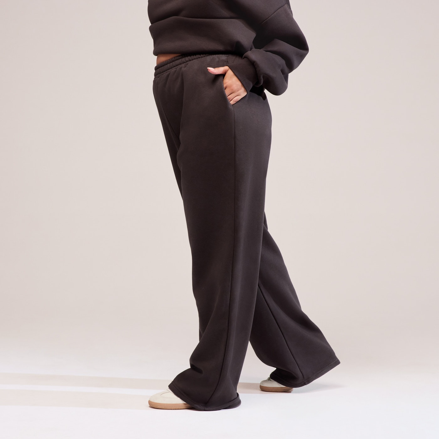 Curve Organic Wide Leg Jogger - Black Coffee
