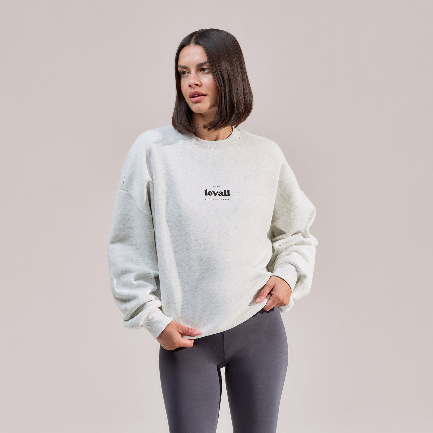 Organic Oversized Sweatshirt Collective - Light Grey Marl