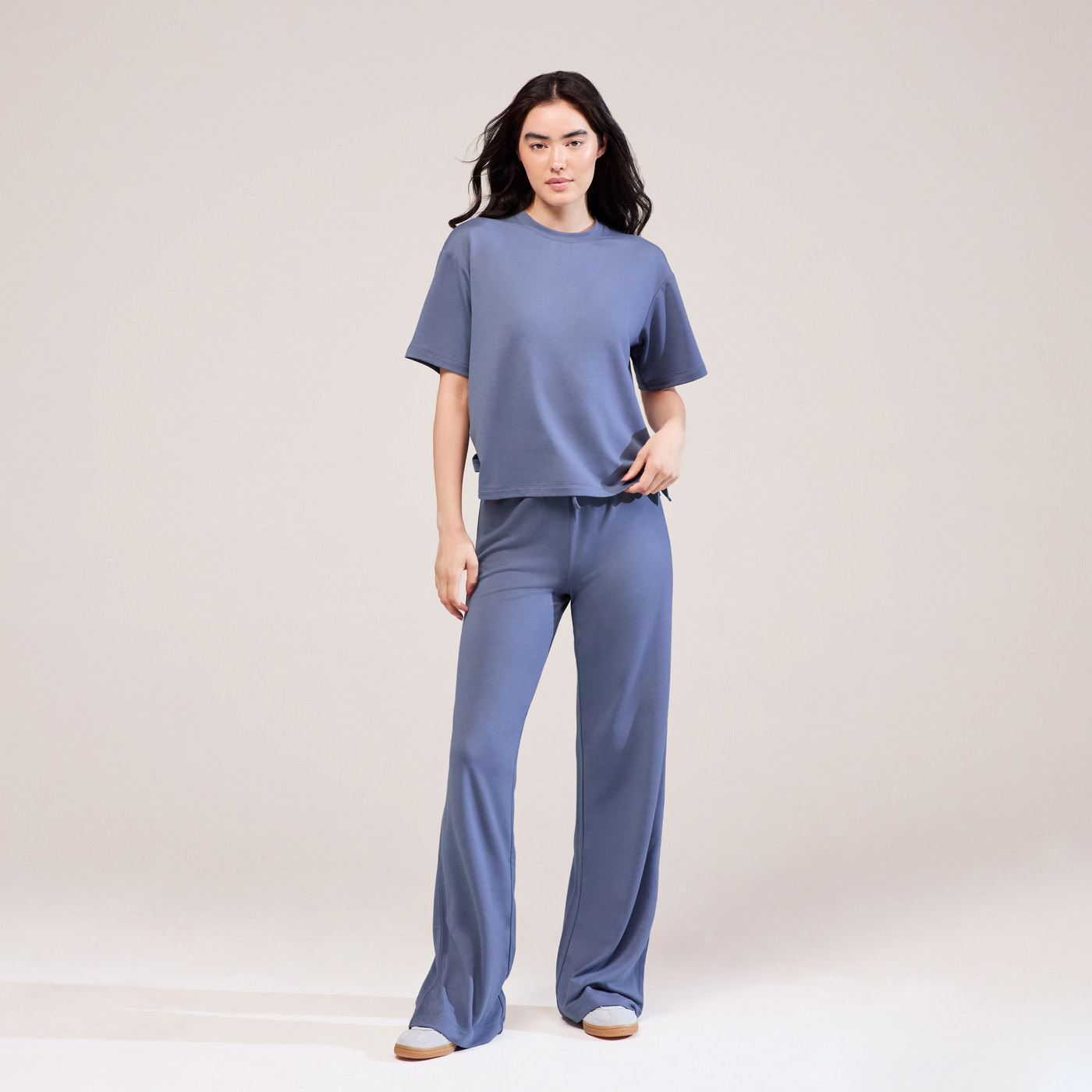 Soft Touch Wide Leg Lounge Set - Ice Blue