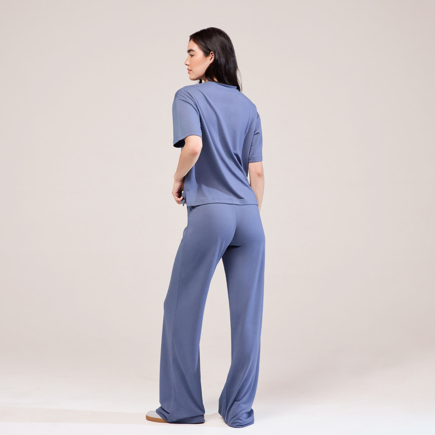 Soft Touch Wide Leg Lounge Set - Ice Blue