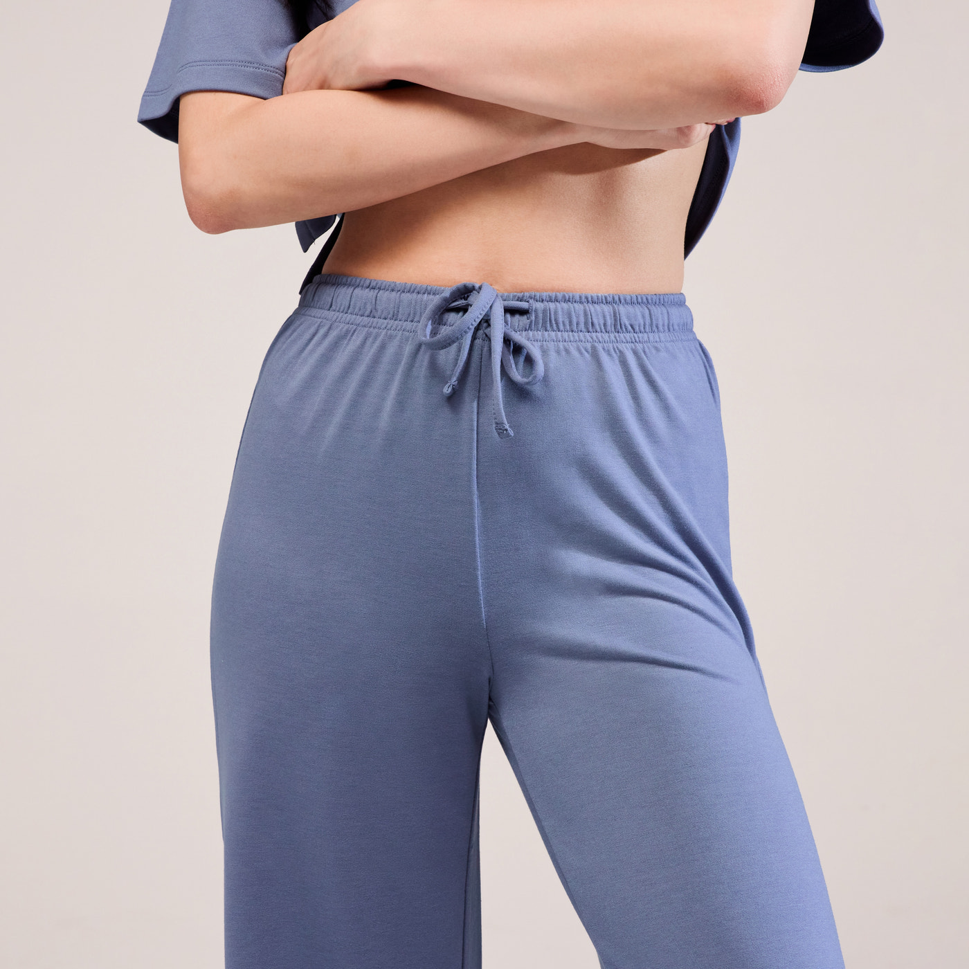 Soft Touch Wide Leg Lounge Set - Ice Blue